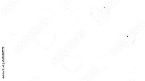 A white fluffy creature with large eyes and ears, playfully interacting with floating heart shapes.