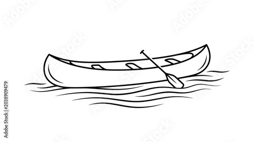 Fotografija Black and white line art of a wooden canoe.
