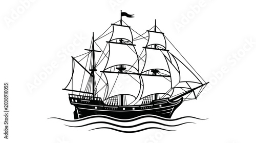 Bild auf Leinwand Majestic tall ship sailing on ocean waves.