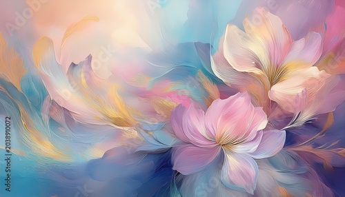 soft abstract floral art with delicate brush strokes and pastel shades