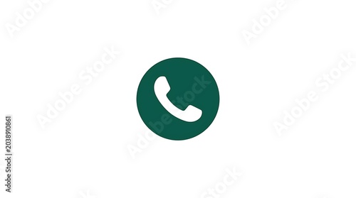 Green telephone icon on white background minimalist communication symbol