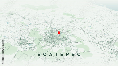 Bild auf Leinwand Modern minimalist vector map of Ecatepec de Morelos, Mexico