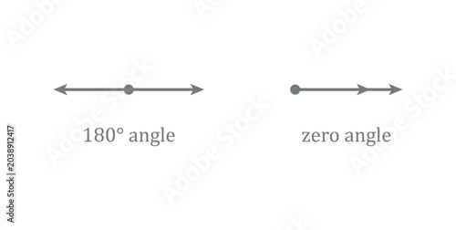 Zero Angle and 180 Degree Angle Arrow Vector.