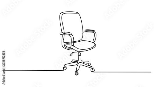 Tableau sur toile Continuous line drawing of an office chair, minimalist design of a swivel chair