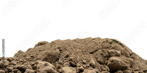 Cuadro en lienzo Pile of dry soil and rocks On Transparent Background, isolated terrain mound with textured dirt and stones, earthy natural material, construction or landscape concept