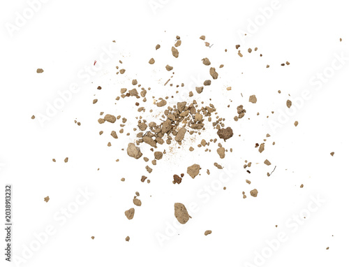 Tableau sur toile Scattered brown dirt clumps and small pebbles isolated On Transparent Background