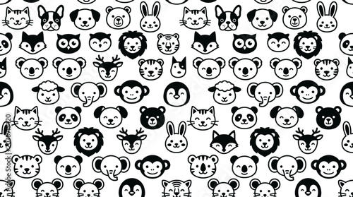 Fotografía Various animal faces are depicted in a pattern on 2026-05-27.