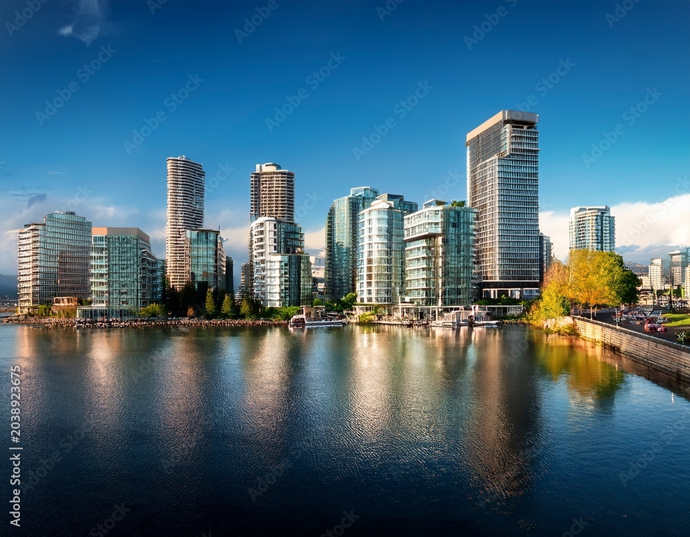 Obraz premium cityscape of modern buildings in surrey central greater vancouver bc canada surrey central