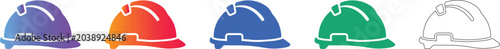Construction Safety Helmet Vector Icon Set