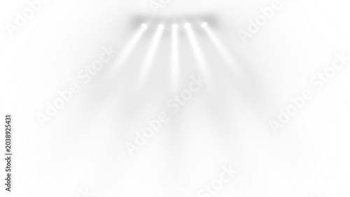 Schilderij op canvas Abstract white spotlight beams shining dramatically through transparent backgrou