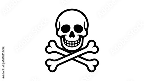 Foto Adobe Illustrator ArtworkBlack and white skull and crossbones poison danger symb