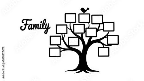Tableau sur toile Adobe Illustrator ArtworkHand-drawn family tree illustration with branches and b