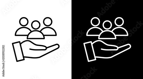 Obraz na plátně Customer Black White Icon Set Design