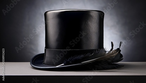 black top hat with elegant feather design