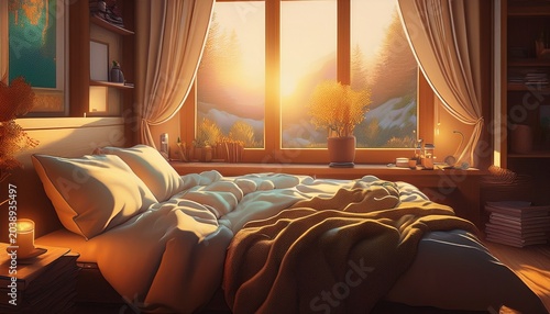 cozy bedroom morning light warm blanket pictures