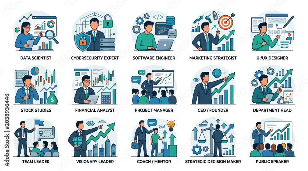 Fototapeta premium Diverse Professionals in Business and Technology Roles.