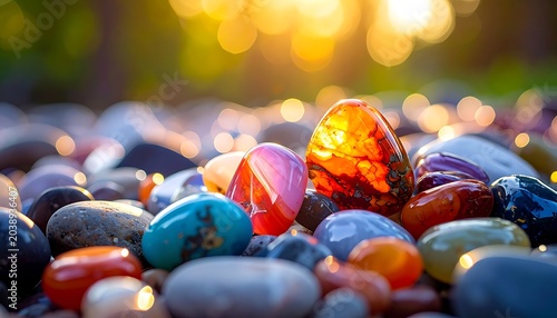 Gemstones in soft light