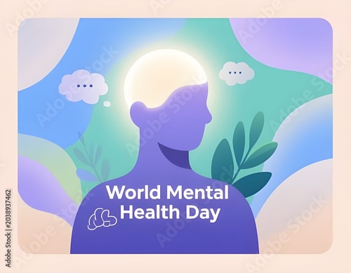 Calm Mind Wellness Illustration for World Mental Health Day