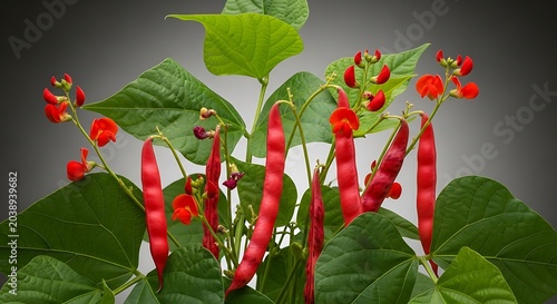 Red flowering plant with green leaves