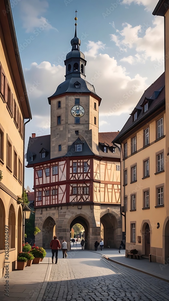 Fototapeta premium Historic town archway tower