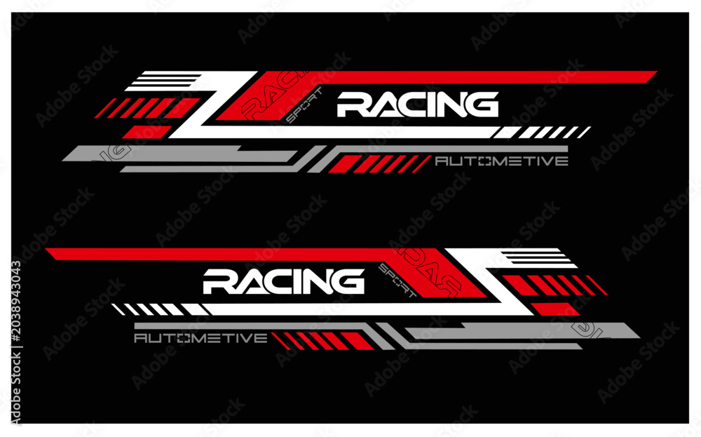 Fototapeta premium Racing Decals AI.ai car decal design. Vector auto sticker graphic and vehicle wrap template. Print-ready EPS and AI , JPEG cut file for vinyl plotters, die-cutting, and auto styling.