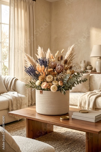 CESTO DE ALGODÓN CON FLORES SECAS
