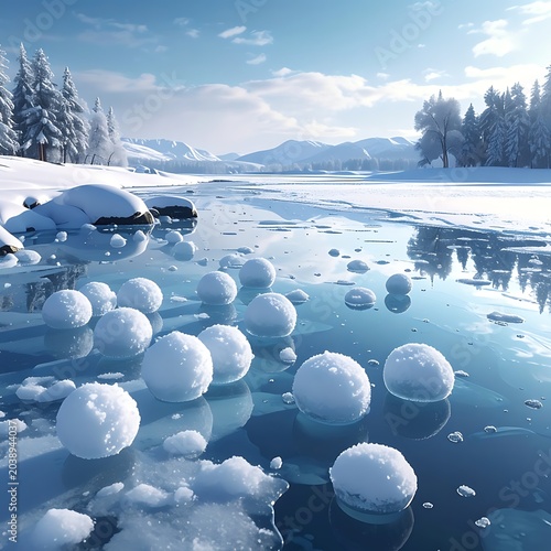 Icy snow globe scene