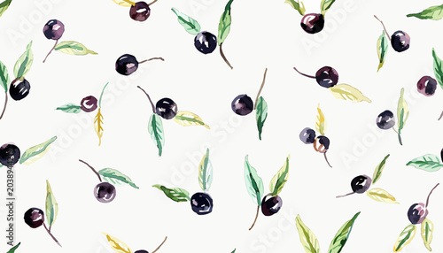 Valokuva Creative hand painted acai berry composition with realistic artistic botanical t
