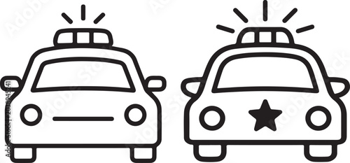 Billede på lærred Police car icon for law enforcement and emergency patrol service vector illustra