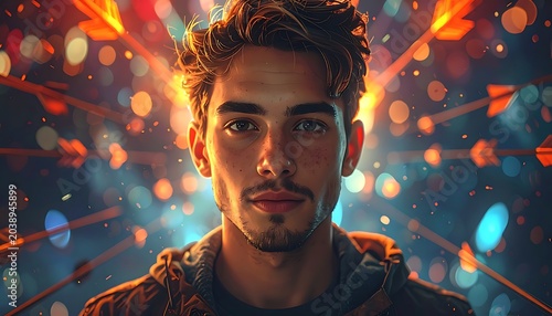 man in vibrant glow