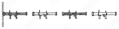 Cuadro en lienzo Monochrome sketch bazooka icon design set