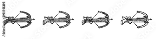 Bild auf Leinwand Monochrome sketch heavy crossbow icon design set