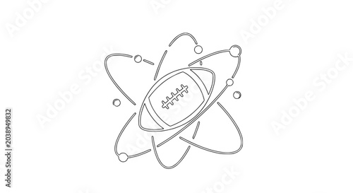 Konstfotografi American football inside atomic structure, conceptual illustration