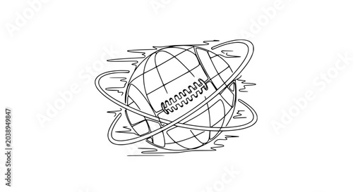 Canvas Print American Football Globe Orbiting with Speed Lines