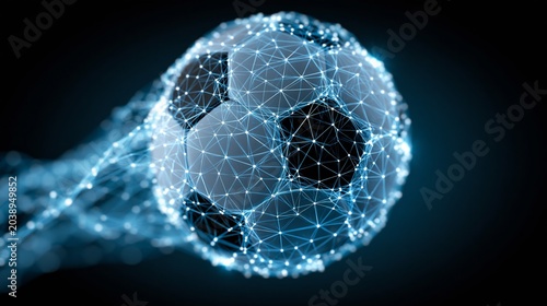 soccer ball data network visualization with sports technology concept