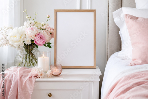 frame mockup in bedroom