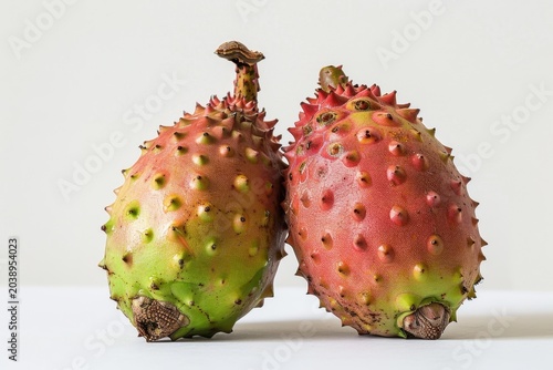 Exotic kiwano fruit, close-up on a white background