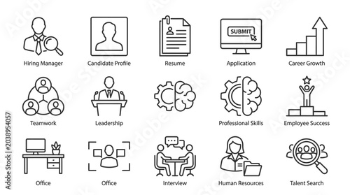 Business icons for career growth.