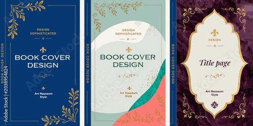 Foto Elegant book cover design templates with ornate floral elements and sophisticate