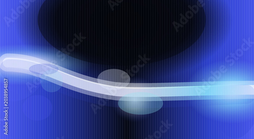 Tableau sur toile Abstract background incorporates a flowing light path across a deep blue textured environment with diffused circular highlights and a clean composition for high end digital media designs