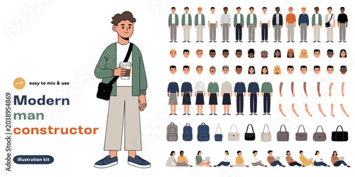 Tableau sur toile Modern man constructor character kit with diverse options for customization duri