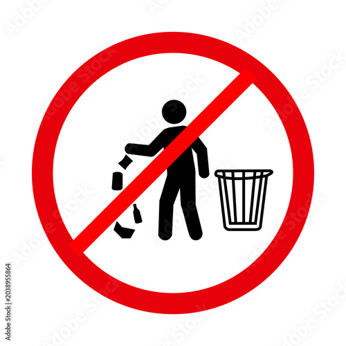 Tablou pe pânză No Littering Sign Prohibiting Waste Disposal on Ground prohibited symbol icon warning caution