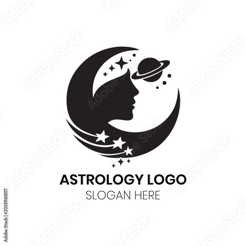 Foto Astrology logo design for mystical zodiac tarot card reader creative vector temp