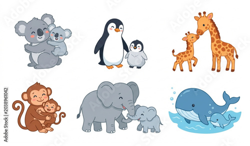 Photography Cute Wild Animals Cartoon Collection Vector Illustration for Children Book