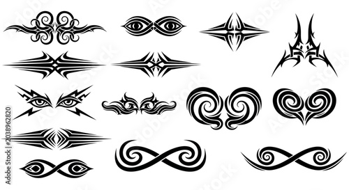 Fotografía Tribal tattoo designs, black and white, abstract shapes, body art concept, backg