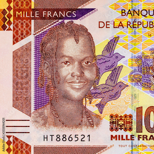 Fotografie 1000 Guinean Francs with a portrait of an African girl