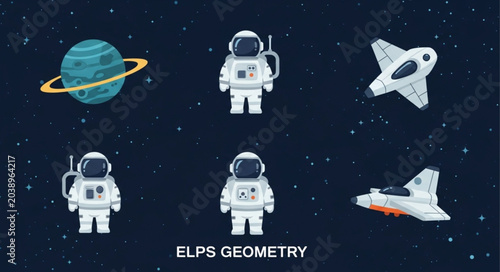 Fotografía Astronauts and spaceships in outer space with planets.