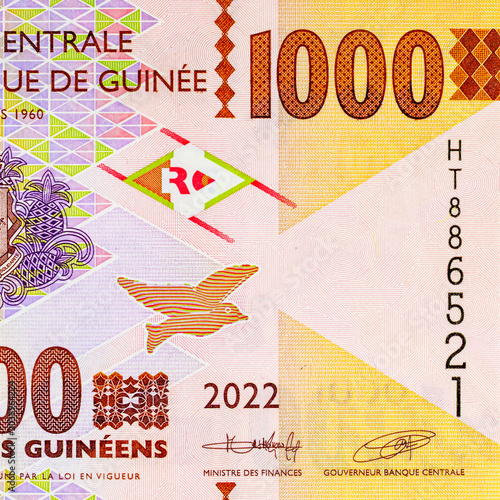 Konstfotografi 1000 Guinean Francs with a portrait of an African girl