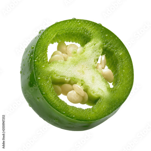 Fresh Green Jalapeño Slice with Seeds