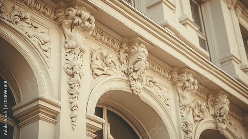 A photo of architectural molding on a vintage building.